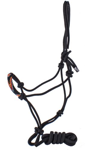4351: Cowboy Knot Halter with Beaded Nose Band Cowboy Halter Showman Saddles and Tack