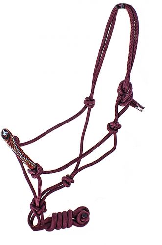 4351: Cowboy Knot Halter with Beaded Nose Band Cowboy Halter Showman Saddles and Tack