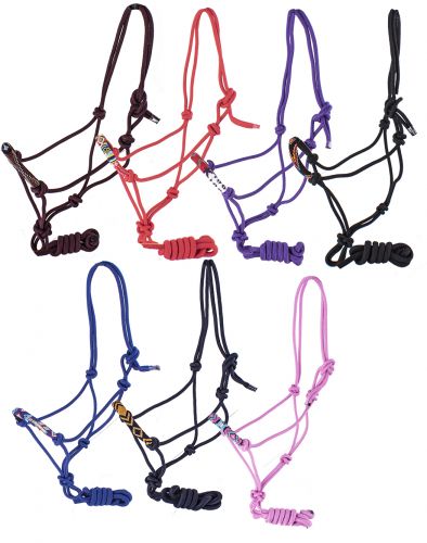 4351: Cowboy Knot Halter with Beaded Nose Band Cowboy Halter Showman Saddles and Tack