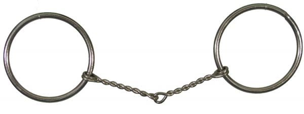 46941: Showman™ Horse size nickel plated O-ring snaffle bit with 5" small twisted wire mouth Bits Showman