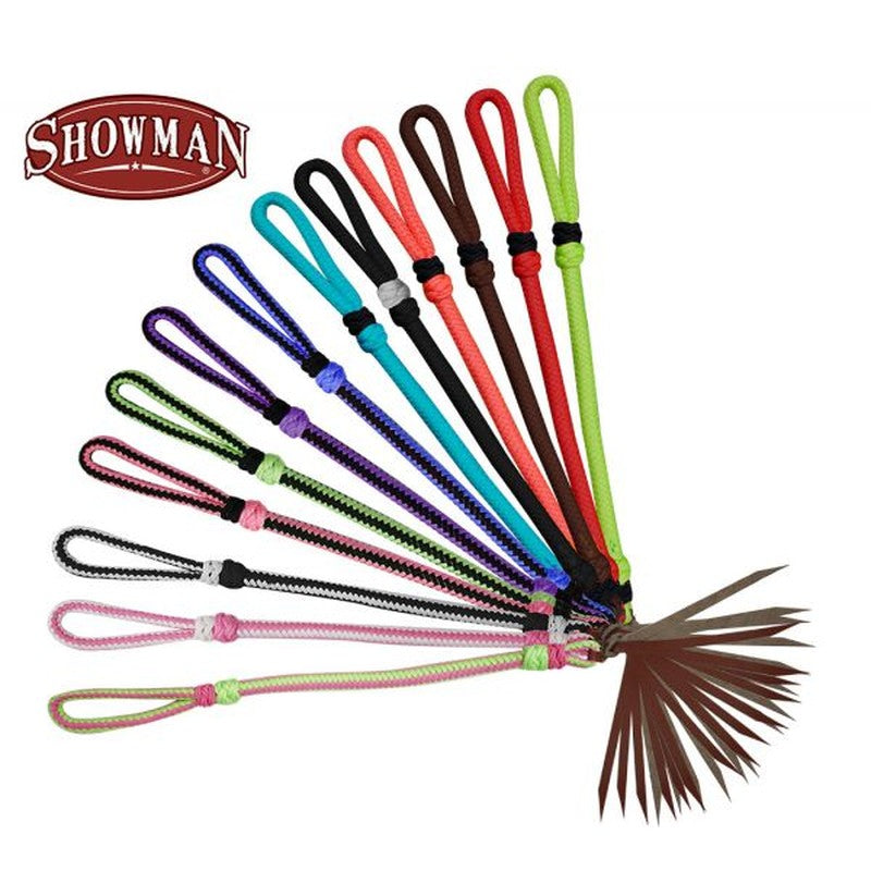48002: Two Tone Braided Nylon Quirt Whip Showman Saddles and Tack