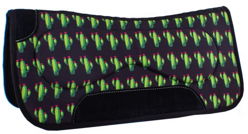 4916: Showman ® 31" x 32" x 18mm built up felt saddle pad with cactus design Western Saddle Pad Showman