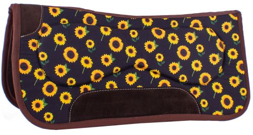 4917: Showman ® 31" x 32" x 18mm built up felt saddle pad with sunflower design Western Saddle Pad Showman