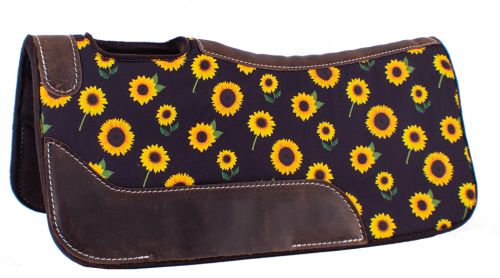 4918: Showman® Pony 24" x 24" Brown felt saddle pad with sunflower design Western Saddle Pad Showman