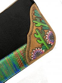 4925: Showman® Pony 24" x 24" Black felt 1” saddle pad with blue/green snake metallic ac Western Saddle Pad Showman