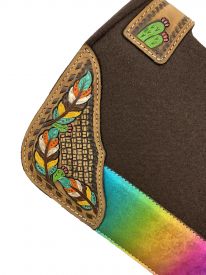4926: Showman® Pony 24" x 24" Brown felt 1” saddle pad with rainbow metallic accent and Western Saddle Pad Showman