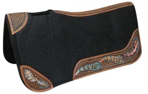 4954: Showman ® 32" X 31" Contoured felt bottom saddle pad with painted wear leathers Western Saddle Pad Showman