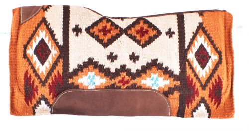 4998: Showman® 34" x 36" Brown and Orange memory felt bottom saddle pad Western Saddle Pad Showman