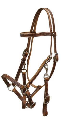 5003: Showman™ leather halter bridle combination with reins Halter Showman