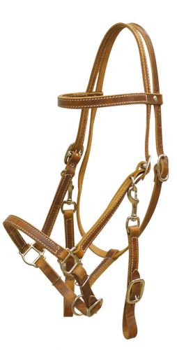 5003: Showman™ leather halter bridle combination with reins Halter Showman