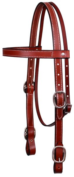 5025: American made 1" Leather double stitched draft horse size headstall with buckled ends Primary Showman Saddles and Tack