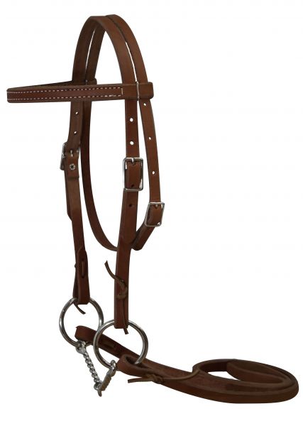 5029: Double stitched pony bridle complete with twisted wire snaffle bit and reins Primary Showman Saddles and Tack