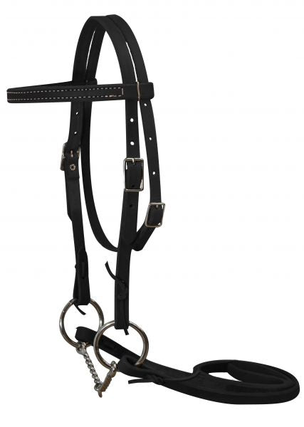 5029: Double stitched pony bridle complete with twisted wire snaffle bit and reins Primary Showman Saddles and Tack