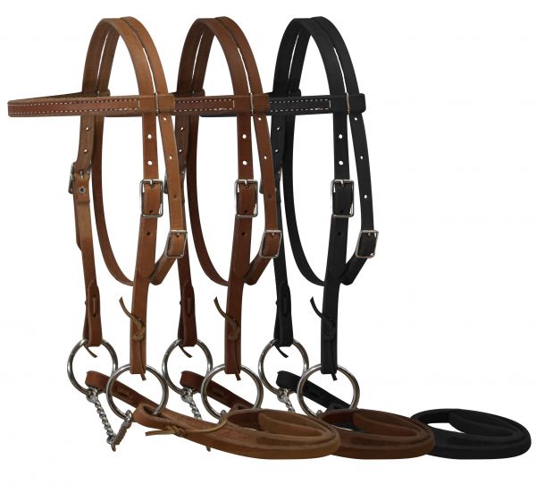 5029: Double stitched pony bridle complete with twisted wire snaffle bit and reins Primary Showman Saddles and Tack