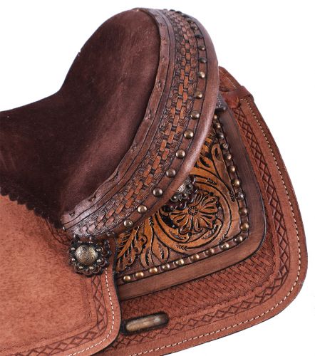 50310: 10" Double T Pony Saddle with Floral Tooling Youth Saddle Double T