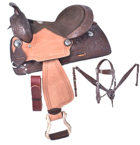50412: 12" Double T Pony saddle set Youth Saddle Double T