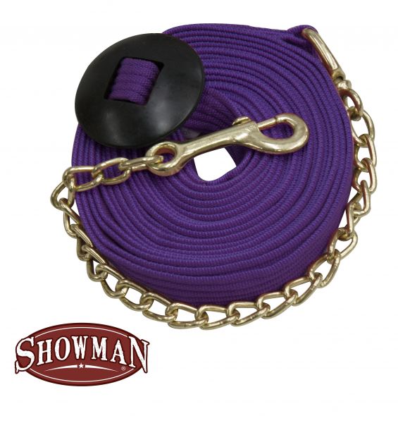522035: Showman ® 25' flat cotton web lunge line with brass chain Primary Showman