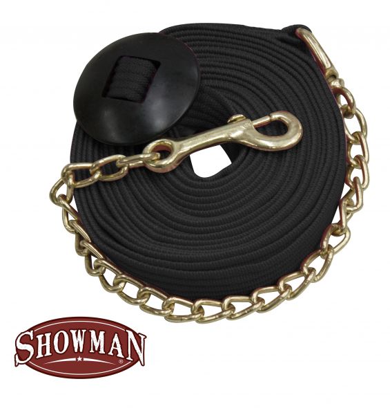 522035: Showman ® 25' flat cotton web lunge line with brass chain Primary Showman