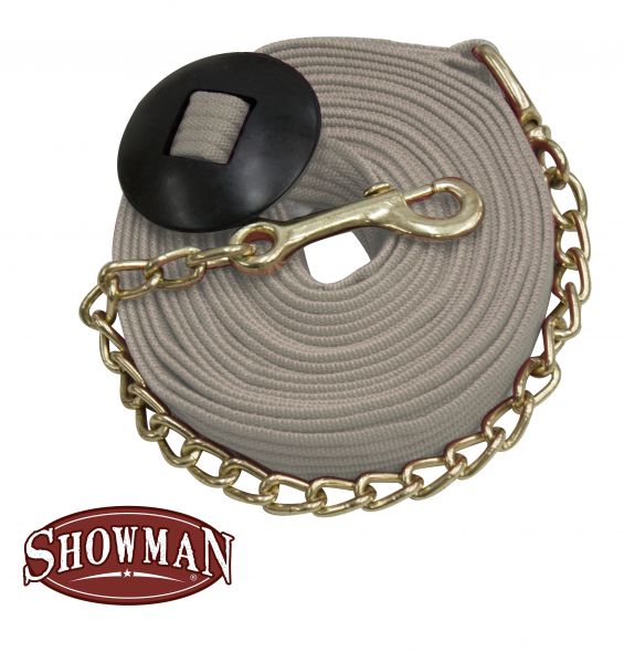 522035: Showman ® 25' flat cotton web lunge line with brass chain Primary Showman