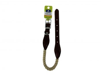 527847: Top Paw Cotton Rope Dog Collar with Leather Ends Primary Showman Saddles and Tack