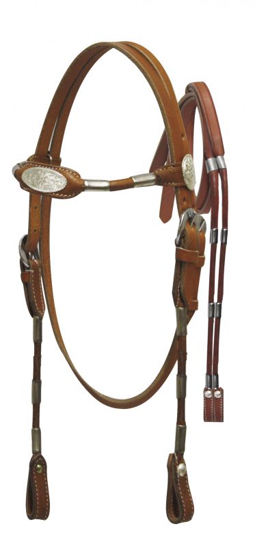 5331P: Made with top quality leather, Pony size, fully rounded browband headstall and rein set wit Primary Showman Saddles and Tack