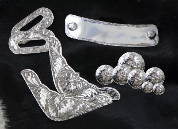 5660: 12 piece engraved silver trim kit Replacement Trim Kit Showman Saddles and Tack