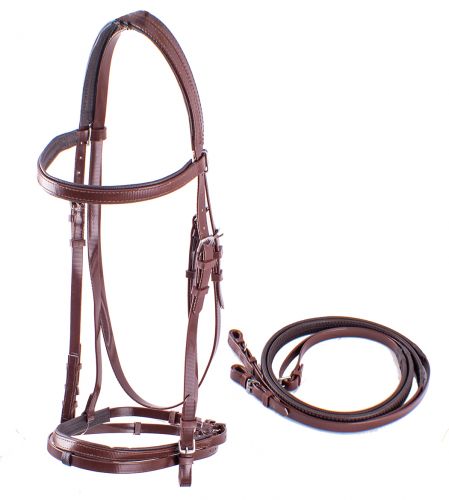 5902: Nylon Coated Synthetic English Headstall and Reins Primary Showman Saddles and Tack