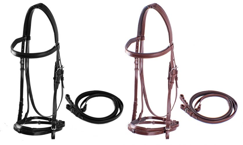 5902: Nylon Coated Synthetic English Headstall and Reins Primary Showman Saddles and Tack