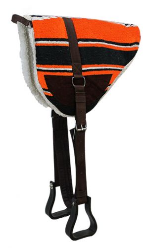 6017: Showman ® Navajo bareback saddle pad with Kodel fleece bottom and suede wear leathers Bareback Saddle Pad Showman