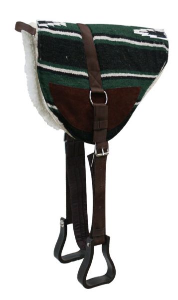 6017: Showman ® Navajo bareback saddle pad with Kodel fleece bottom and suede wear leathers Bareback Saddle Pad Showman