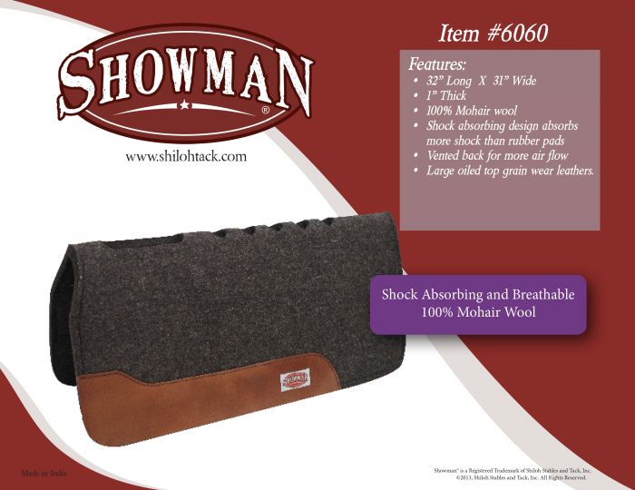6060: Showman ® 32" x 31" 100% Mohair Wool Pad Western Saddle Pad Showman