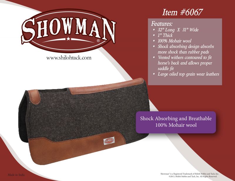 6067: Showman ® 32" x 31" 100% Mohair Wool Pad Western Saddle Pad Showman