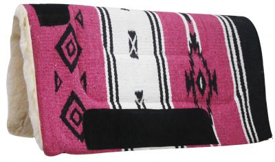 6068: 32" x 32" Woven Acrylic Top Saddle Pad with Navajo Design and Kodel Fleece Bottom Western Saddle Pad Showman Saddles and Tack