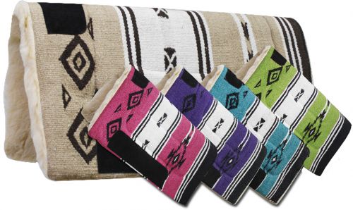 6068: 32" x 32" Woven Acrylic Top Saddle Pad with Navajo Design and Kodel Fleece Bottom Western Saddle Pad Showman Saddles and Tack
