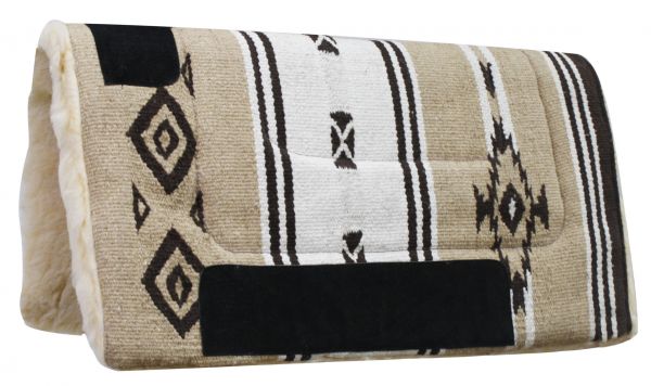 6068: 32" x 32" Woven Acrylic Top Saddle Pad with Navajo Design and Kodel Fleece Bottom Western Saddle Pad Showman Saddles and Tack