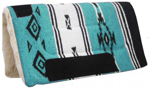 6068: 32" x 32" Woven Acrylic Top Saddle Pad with Navajo Design and Kodel Fleece Bottom Western Saddle Pad Showman Saddles and Tack