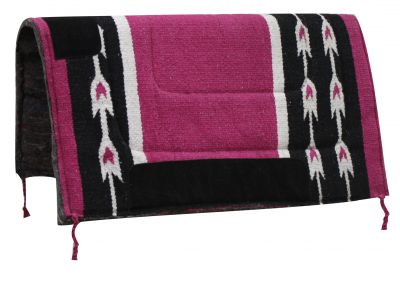 6071: 32" x 32" Woven Acrylic Top Saddle Pad with Arrow Design and Felt Bottom Western Saddle Pad Showman Saddles and Tack Pink