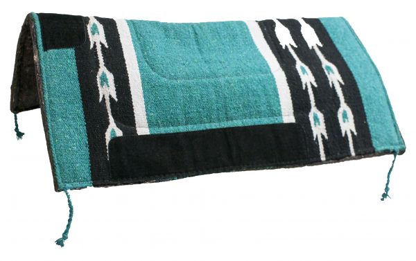 6071: 32" x 32" Woven Acrylic Top Saddle Pad with Arrow Design and Felt Bottom Western Saddle Pad Showman Saddles and Tack Turquoise