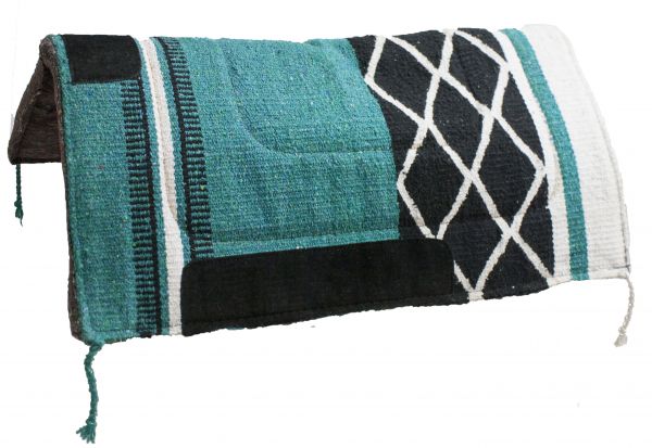 6072: 30" x 30" Diamond Design Acrylic Top Saddle Pad with Felt Bottom Western Saddle Pad Showman Saddles and Tack Teal