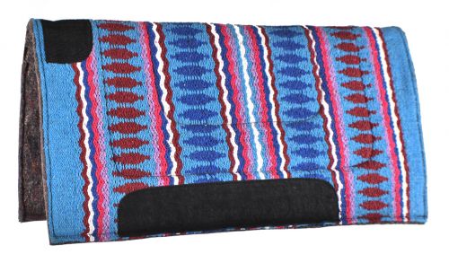 6073X: Showman® 32" x 32" Arcylic top saddle pad with Navajo design and 1" felt bottom Western Saddle Pad Showman Turquoise