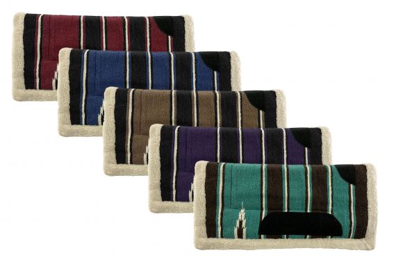 6102: 32 X 32 Navaho Saddle Blanket with Fleece Bottom- SOLD IN LOT OF 5 (1 Each Color Pictured) Western Saddle Pad Showman Saddles and Tack