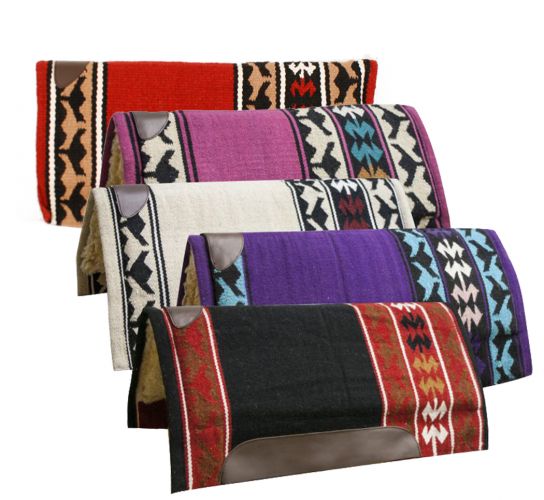 6109: 32 x 34 Economy cutter saddle pad with woven wool top and 1" fleece bottom Western Saddle Pad Showman Saddles and Tack