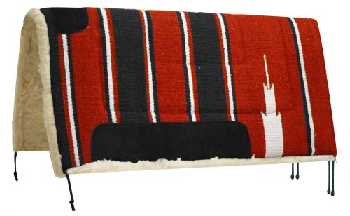 6114: Showman™ 30" x 30" Navajo saddle pad with Kodel fleece bottom and suede wear leathers Western Saddle Pad Showman
