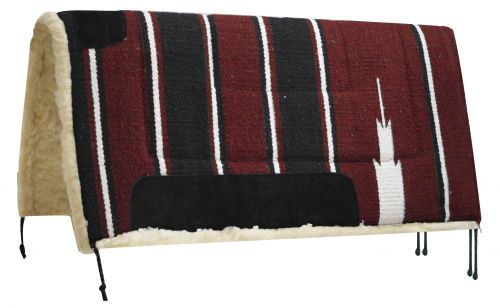 6114: Showman™ 30" x 30" Navajo saddle pad with Kodel fleece bottom and suede wear leathers Western Saddle Pad Showman