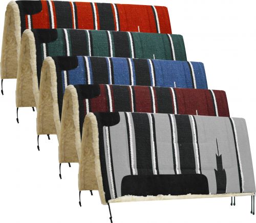 6114: Showman™ 30" x 30" Navajo saddle pad with Kodel fleece bottom and suede wear leathers Western Saddle Pad Showman