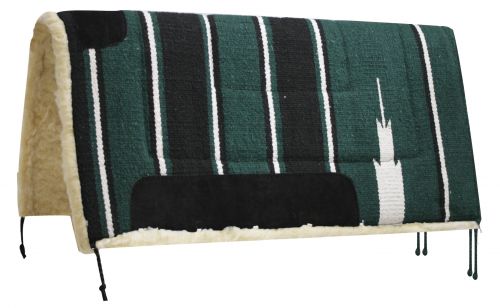 6114: Showman™ 30" x 30" Navajo saddle pad with Kodel fleece bottom and suede wear leathers Western Saddle Pad Showman