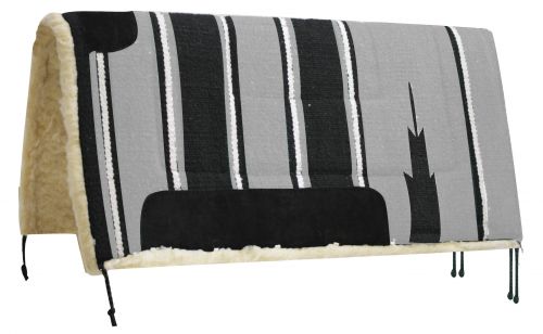 6114: Showman™ 30" x 30" Navajo saddle pad with Kodel fleece bottom and suede wear leathers Western Saddle Pad Showman