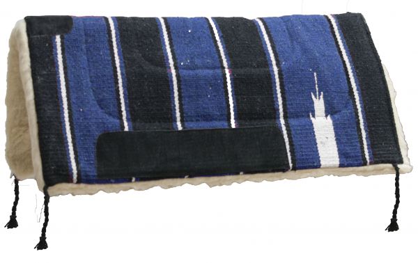 6114M: 30" X 30" Economy style navajo pad with leather wear leathers and fleece bottom Western Saddle Pad Showman Saddles and Tack