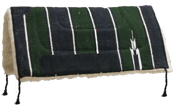 6114M: 30" X 30" Economy style navajo pad with leather wear leathers and fleece bottom Western Saddle Pad Showman Saddles and Tack