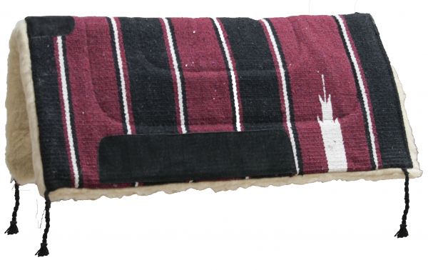6114M: 30" X 30" Economy style navajo pad with leather wear leathers and fleece bottom Western Saddle Pad Showman Saddles and Tack